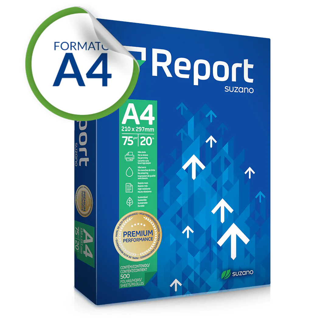 Papel A4 sulfite 75g/m² 210x297mm 500FLS Report Premium br Papel A4 sulfite 75g/m² 210x297mm 500FLS Report Premium br
